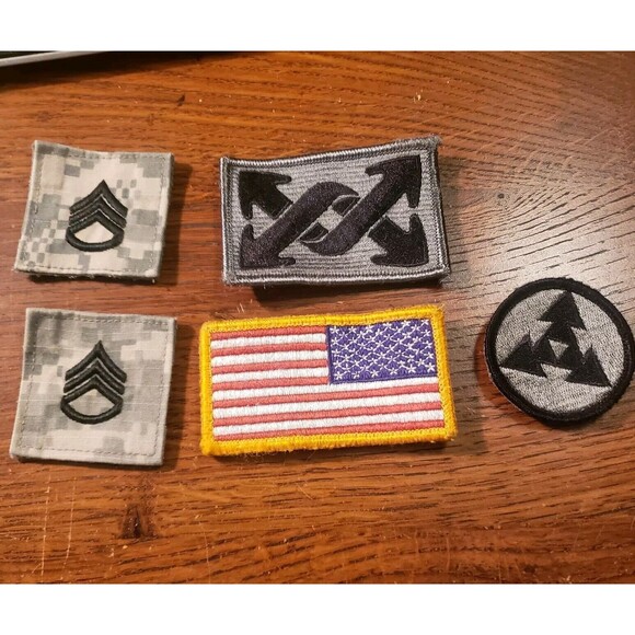 Military Patches Hook & Loop Removable Lot Of 5 American Flag Etc - Picture 1 of 9